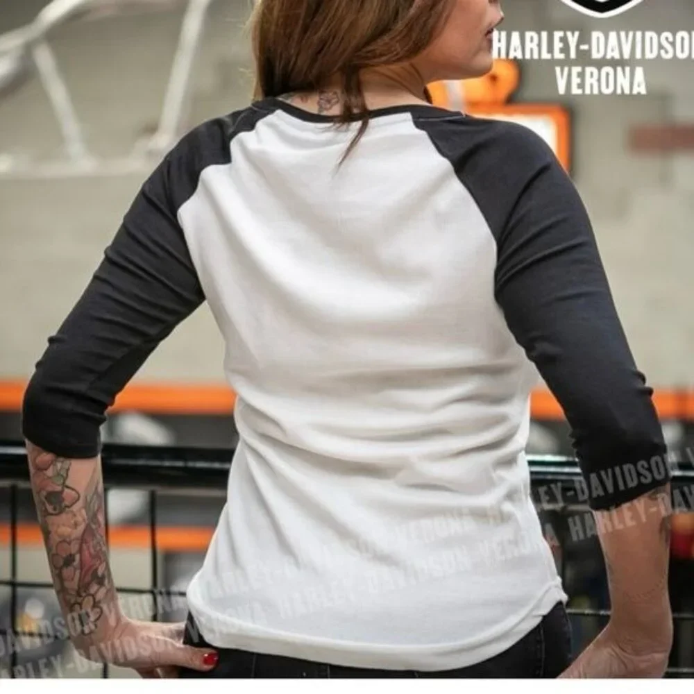 Harley-Davidson Womens 120th Anniversary Raglan Baseball Tee With 3/4 Sleeves L - Picture 15 of 15